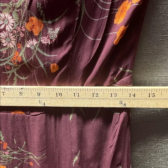 Reformation Fulton Deep Burgundy Floral Midi Dress with High Slit - Picture 5 of 10
